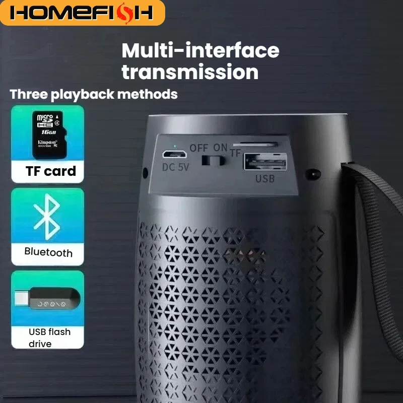 HOMEFISH Bluetooth Speakers Powerful Portable  Wireless Sound Box Subwoofer Car Audio Bass MP3 Player Sound System LED Lights