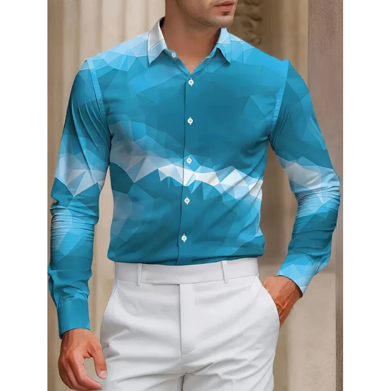 

Men's Retro 3D Printed Long Sleeve Shirts Tops Vintage Hawaii Beach Shirt And Blouse Male Streetwea