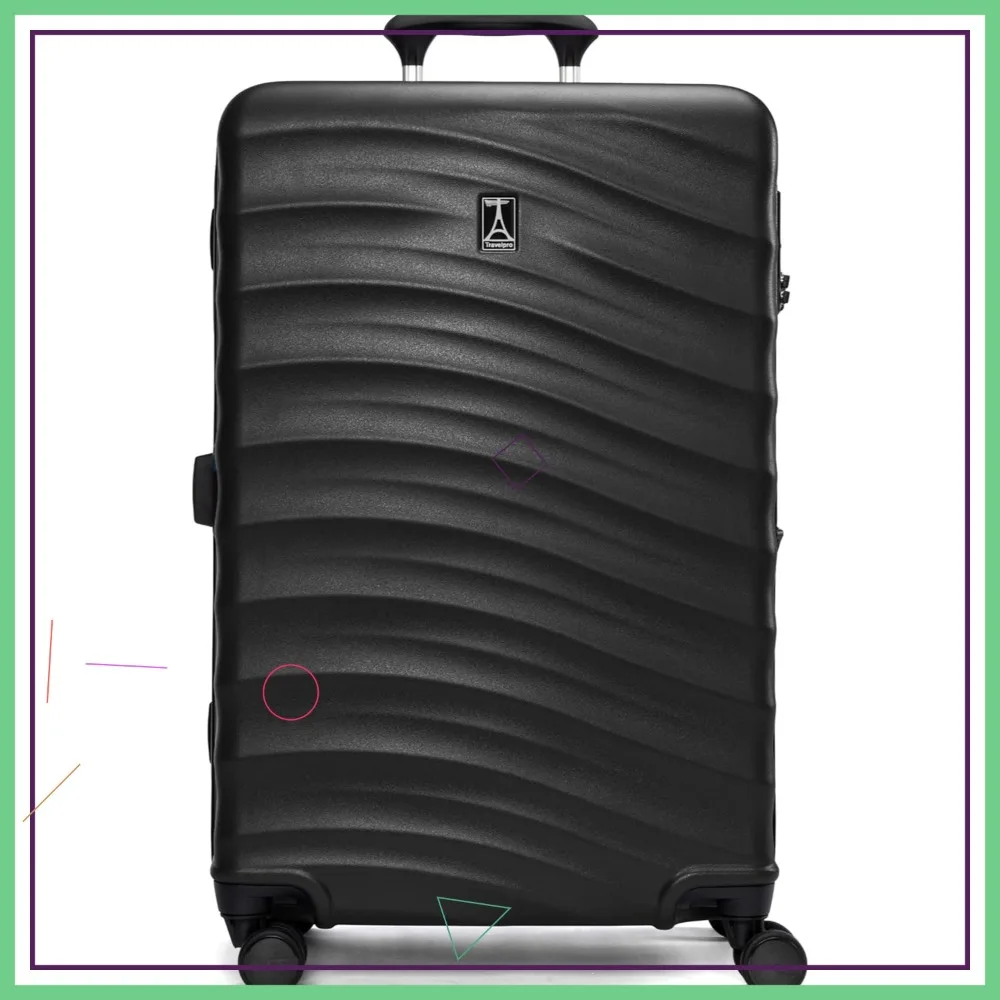 

Легкий расширяемый жесткий чемодан для багажа с 8 колесами-спиннерами, замком TSA, черный, 25 дюймов, средний размер