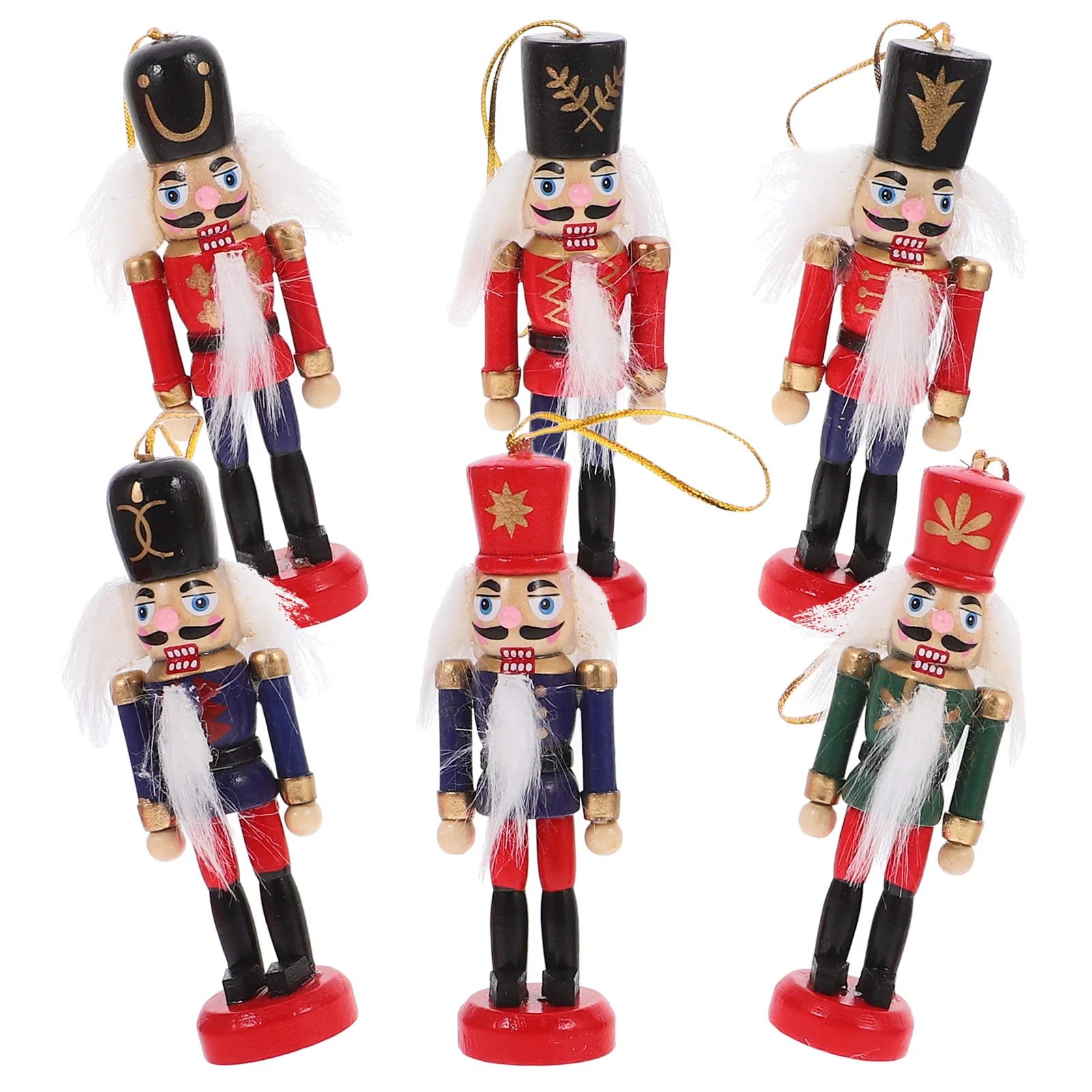 

6 Pcs Holiday Nutcracker Ornament Figurine Soldier Pendant Decorations Crafts Figurines