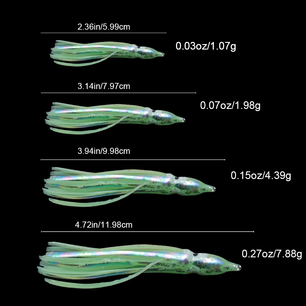 10 pcs new squid soft baits with strong night light effect and good quality, suitable for squid fishing fixture accessories