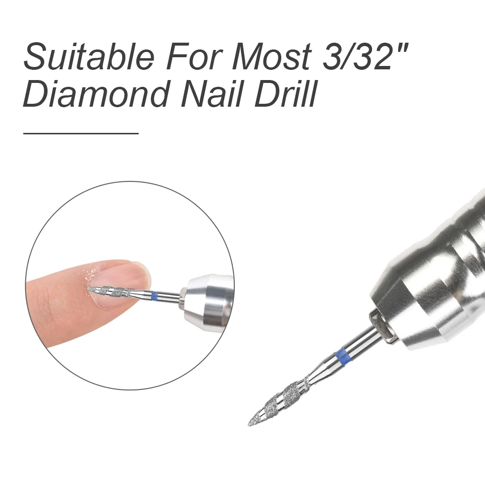 1Pc Nail Drill Bit Flame Diamond Bit for Nail Drill 3/32'' Manicure Milling Cutter Cuticle Rotary Burr Drill Accessories Tool