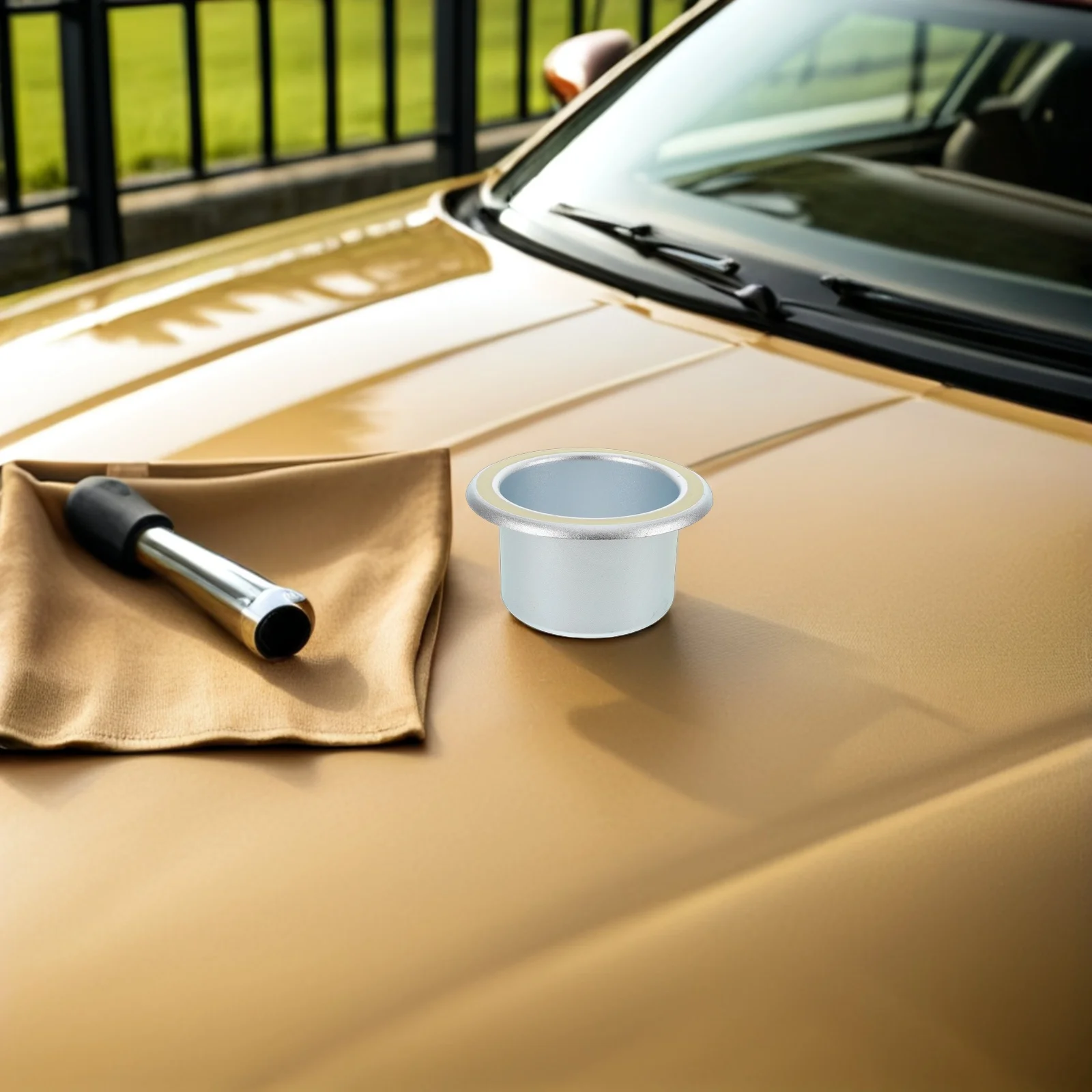 

Rv Cup Insert: 90Mm Aluminum Drop-In Bottle Holder For Car Armrest Boat Seat Drink Organizer Space-Saving Metal Cup Holder