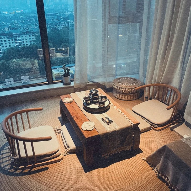 

Zen Meditation Floor Chair, Japanese Style Round Back Rest Seat Foldable Futon Lounger for Yoga, Reading,Tea Ceremony Home Decor