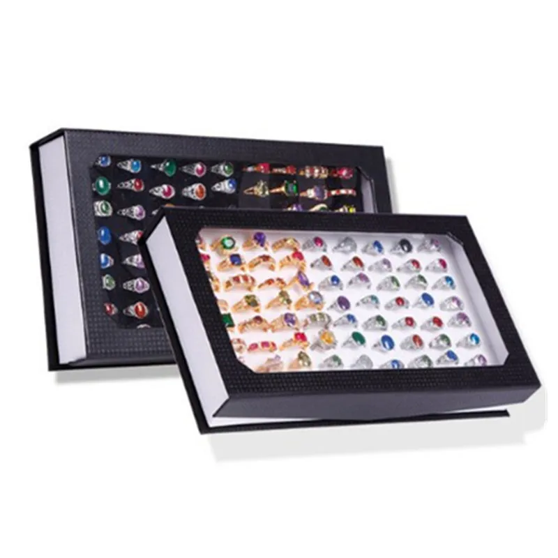 

72 Slots Rings Jewelry Display Box with Transparent Cover Earrings Ring Storage Case for Store Exhibition & Home Organizer