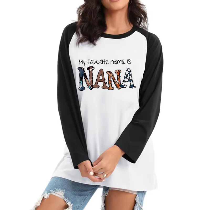 

Women All Seasons Y2k Tshirt Casual Long Sleeve Tees Tops Nana Print Crew Neck T-shirt Women's Graphic Vintage Gothic Clothing