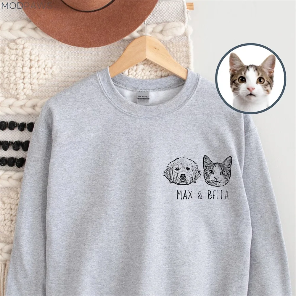 Custom Pet Sweater Using Pet Photo + Name Custom Dog Portrait Sweater Personalized Dog Pullover Dog Sweatshirt Dog Mom Gift Cust