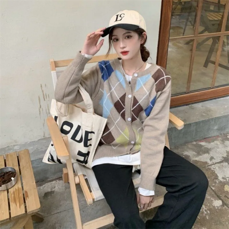 Knitted cardiga women outerwear spring and autumn new British loose temperament versatile women long sleeved sweater jacket