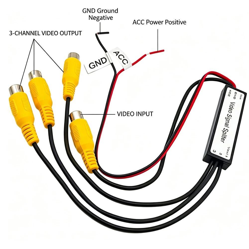 In-Car Video Signal Converter AV Splitter HD Camera Controller1-in-3-out  Multi-Interface