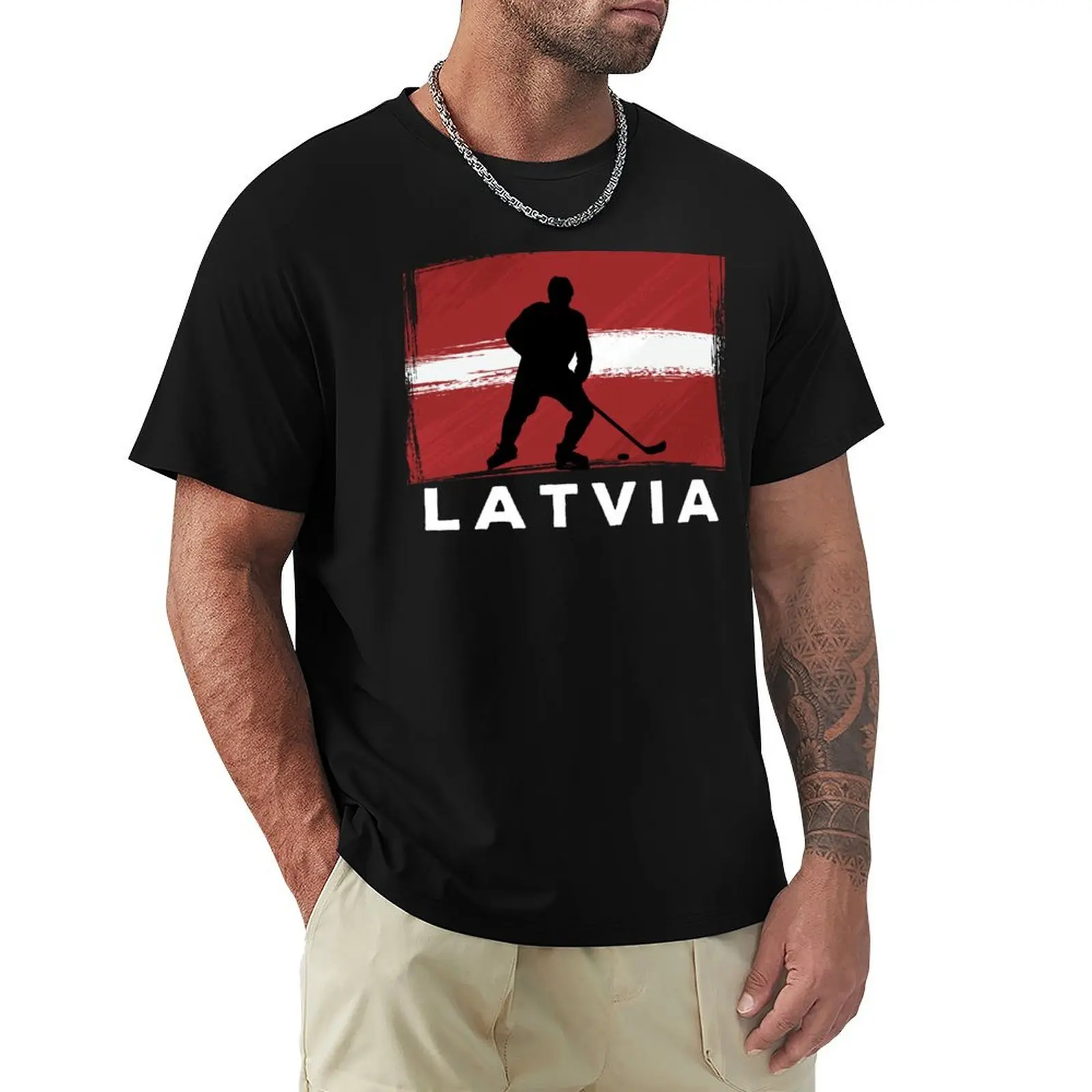 

Latvia Ice Hockey Team T-Shirt Comfortable Workout Short Sleeve Shirt