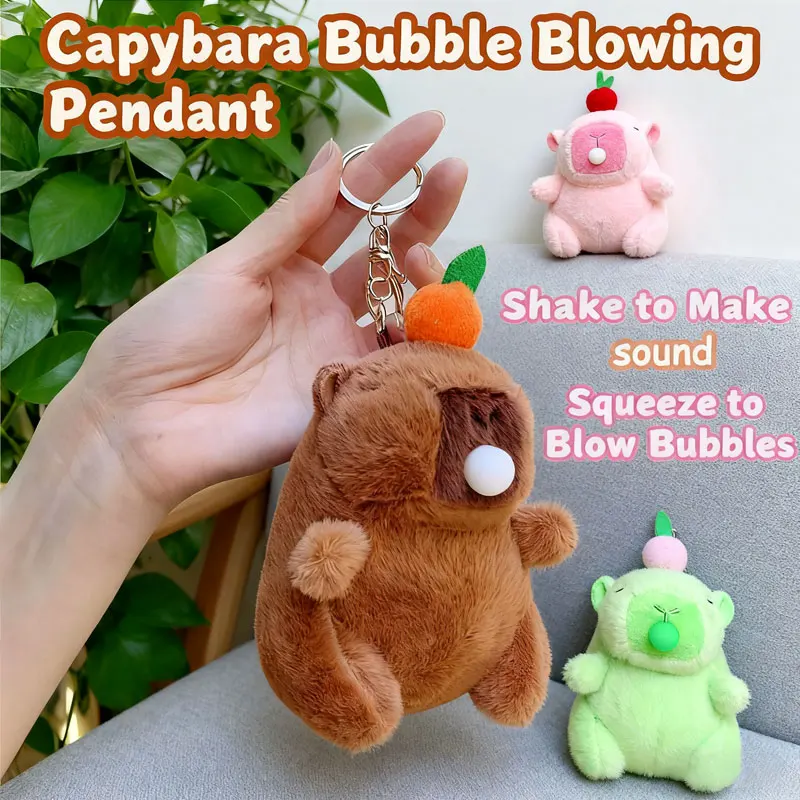 Porte-clés en peluche Capybara mignon, pendentif pour sac à dos, poupée en peluche Kawaii, décoration de voiture, animaux en peluche, jouets doux, cadeaux d'anniversaire