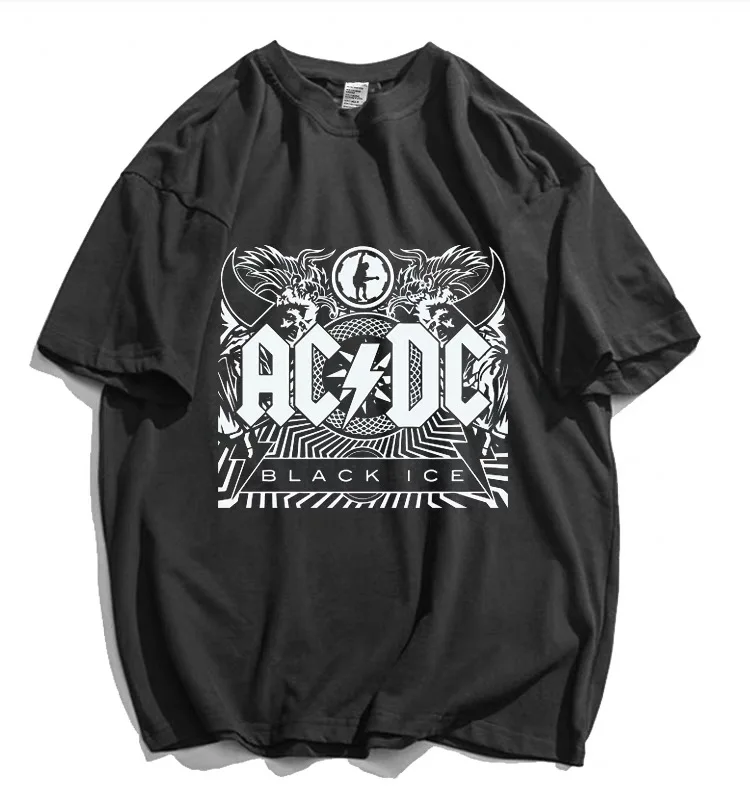 24 Summer Hot Sale Boys and Girls Rock Band A.C.D.C Short Sleeve T-Shirt Adult Loose Half Sleeve T-Shirt Children\'s Comfort Top