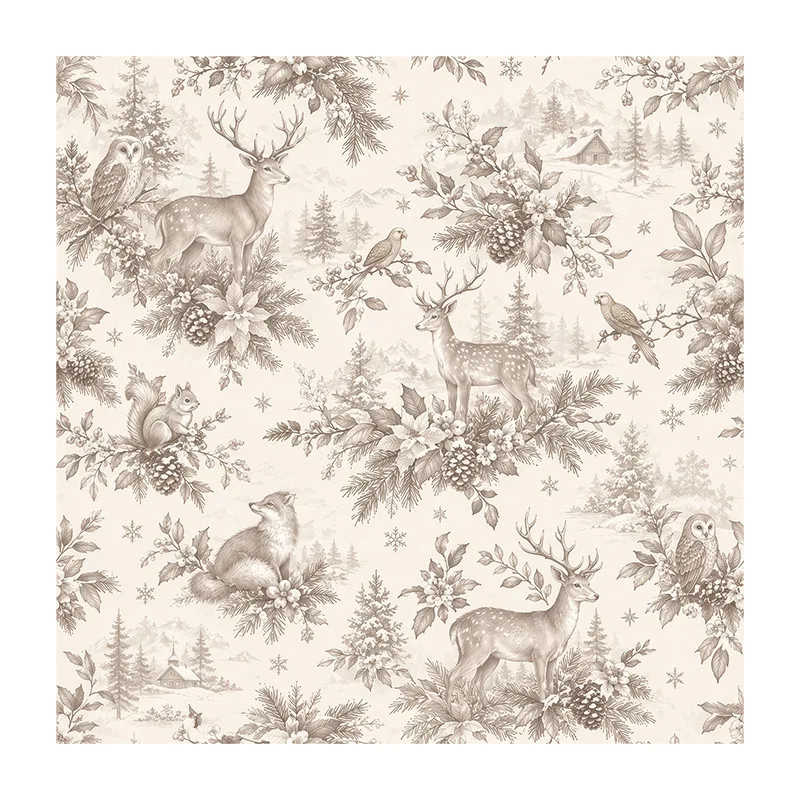 Woodland Animal Self Adhesive Wallpaper Removable Vinyl Deer Fox Owl Squirrel Forest Pattern Wall Mural for Kids Nursery Bedroom