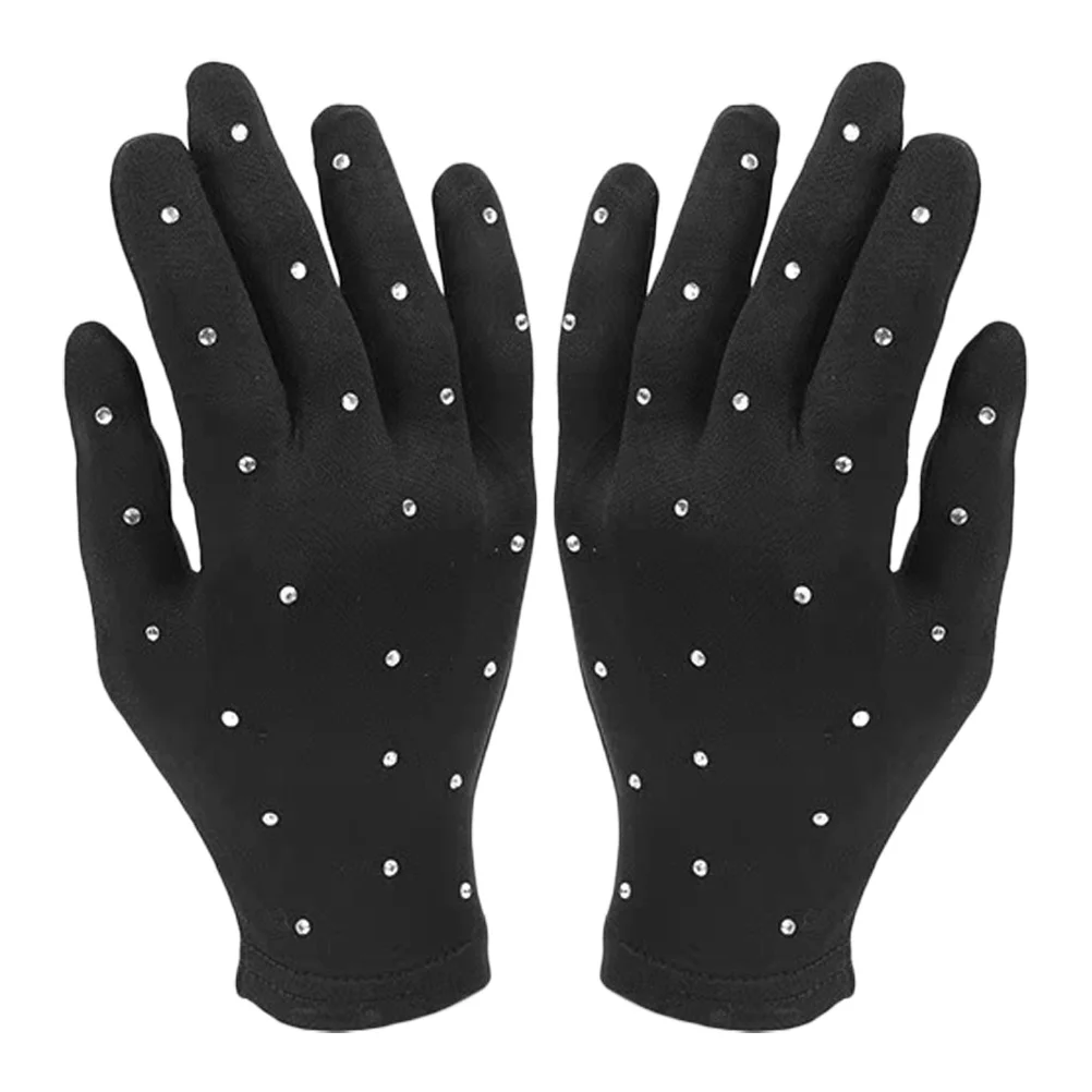 Gants de ixde Patinage pour Fille, Décoratifs, Perceuse à Chaud, Spectacles sur Scène, Portant des Figurines Noires, Enfant Croate