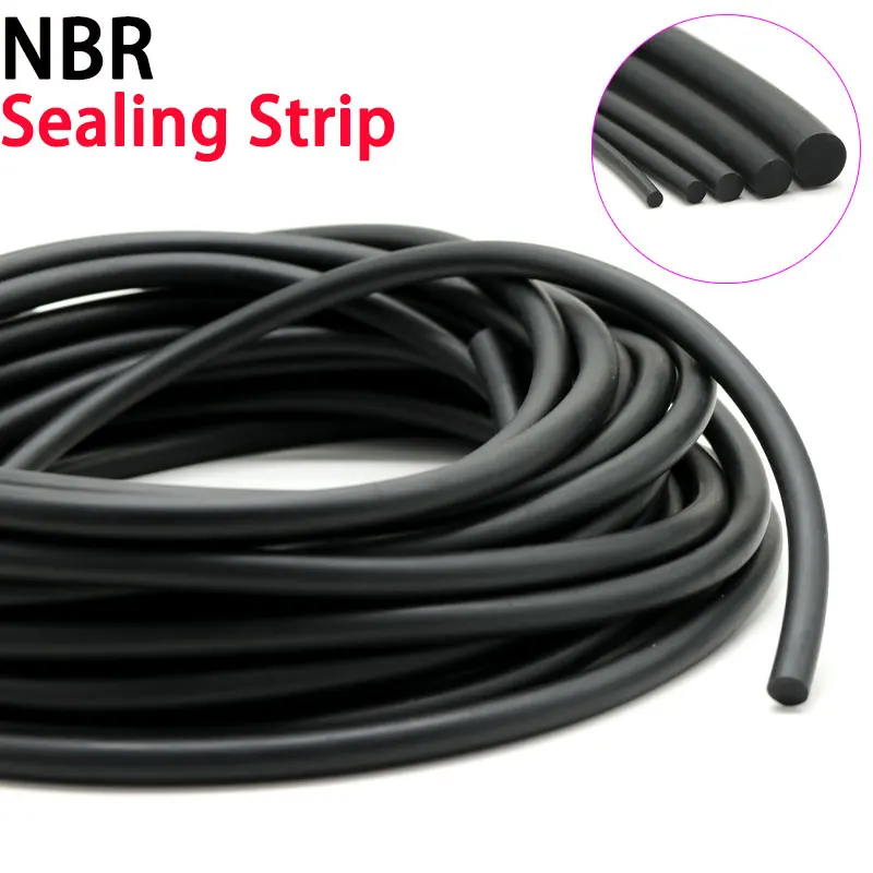 

2/5/10M Dia 2 2.5 2.65 3 3.5 4 4.5 5-10mm Solid Black NBR Sealing Strip Oil Resistance Nitrile Rubber Round Strip NBR Strip