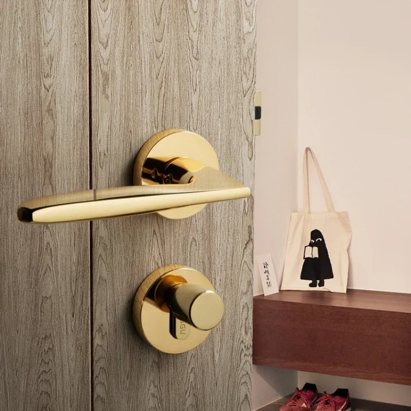 Modern door lock solid wood split door luxury simple gold silent door lock indoor bedroom door lock