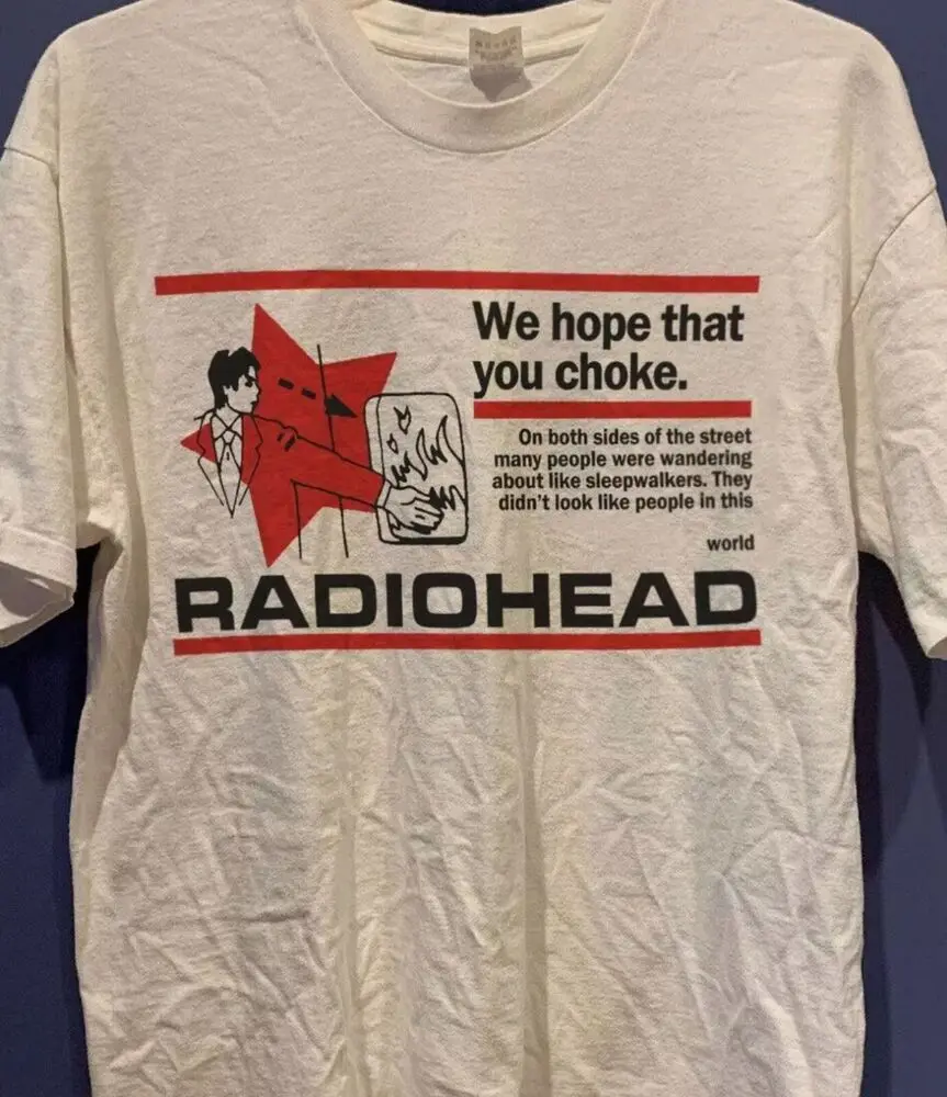 Vintage Radiohead Shirt, Radiohead White Retro Concert T-shirt