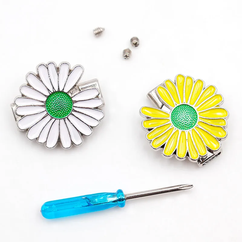 Weiou Lace Lazier Tips 28MM Flat String Flower Ends Pretty Sneaker Metal Aglets Easy Buckles Multiwarna Choose Screw Fixation