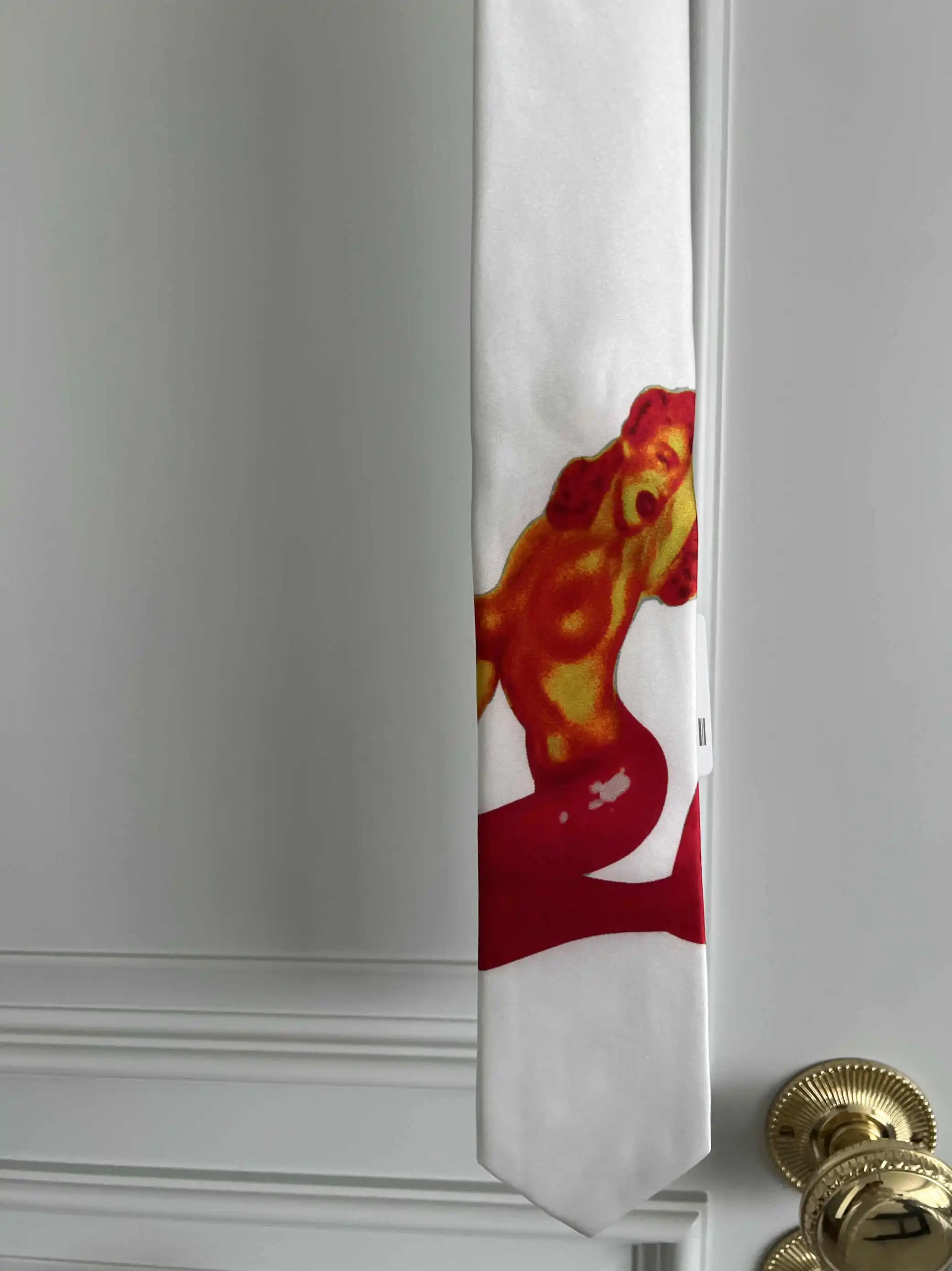 

TOP-YAMAMOTO Original Design Yamamoto Ivory White Marilyn Monroe Printed Tie Silk niche designer brand
