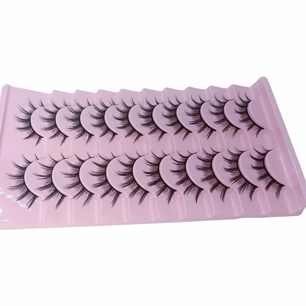 10 Pairs Manga Anime Lashes Natural Look False Eyelashes ,Korean Japanese Asian Lashes Cosplay Fake Eyelashes,manga lashes