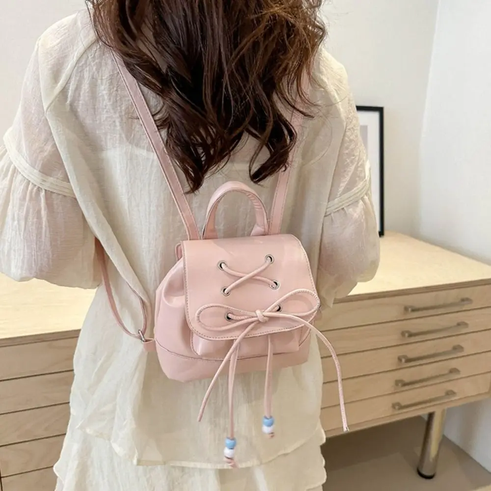 Portable Tie Bow Backpack Bowknot Cute Ballet Style Shoulder Bag Large Capacity Y2k School Bag Students