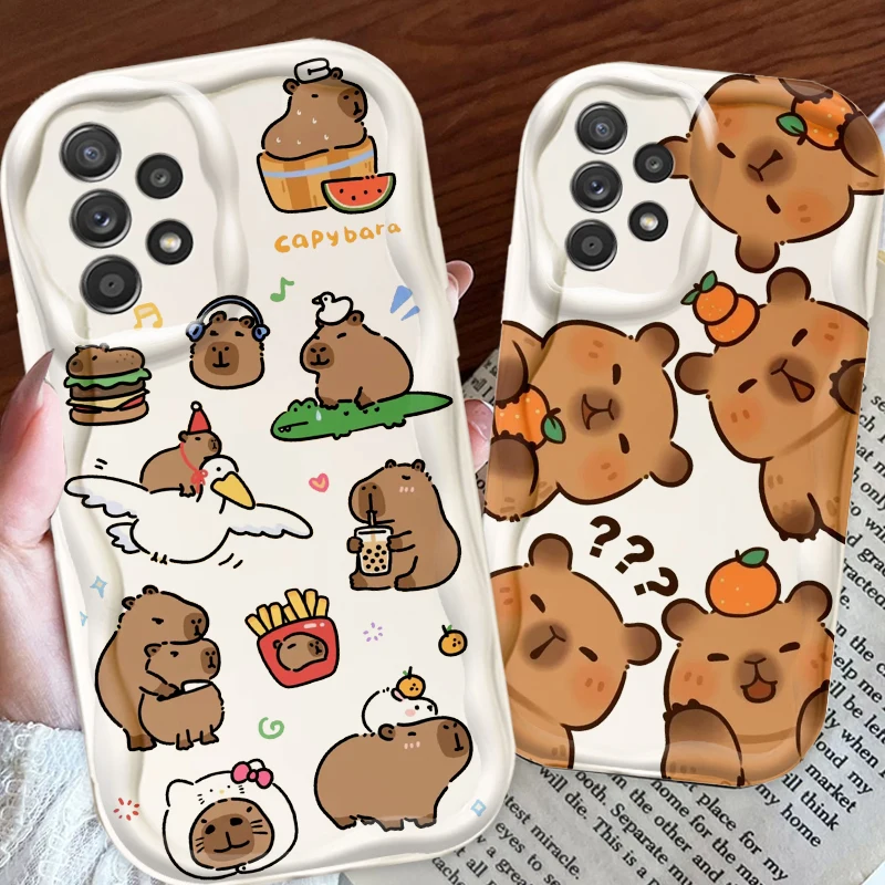 Capibala Cute Cartoon For Samsung A55 A54 A53 A52 A35 A34 A33 A32 A25 A24 A23 A22 A21S A15 A13 A14 5G Wave Oil TPU Phone Case