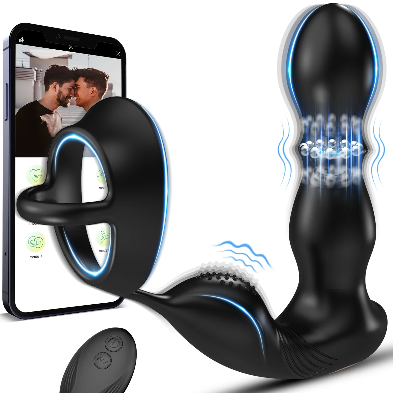 Male Thrusting Prostate Massager Bluetooth APP Vibrator for Men Gay Anal Plug Wireless Remote Butt Plug Sex Toy for Couples