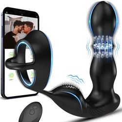 Male Thrusting Prostate Massager Bluetooth APP Vibrator for Men Gay Anal Plug Wireless Remote Butt Plug Sex Toy for Couples