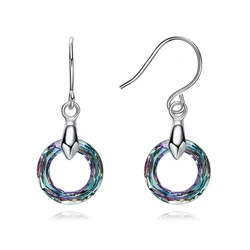 Circle Ring Drop Earrings Fancy Stone Crystals from Austria Dangle Jewelry for Women Silver Color Big Pendant Pendientes