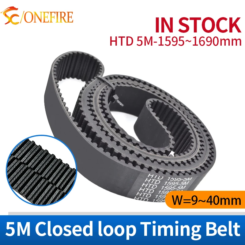 

HTD 5M Timing Belt Length 1595 1615 1635 1685 1690mm 5M Rubber Belt Width 9~40mm for CNC Belt HTD5M Closed Loop Belts