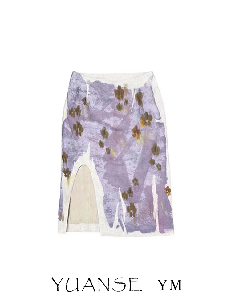 Unique Beautiful Romantic Tie Dye Print High Waist Half Skirt Women's Spring Summer New Style Elegant Slimming Short Skirt