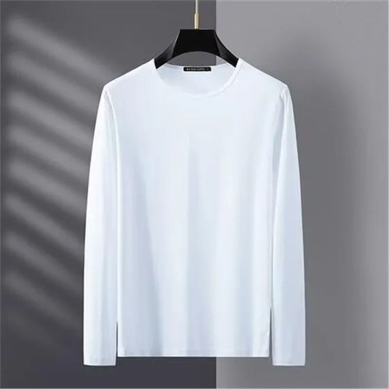 2024 الخريف الشتاء طويلة الأكمام تي شيرت الرجال الداخلية الدافئة أعلى قاعدة طبقة الجولة الرقبة حجم كبير الجسم تي شيرت الملابس العليا