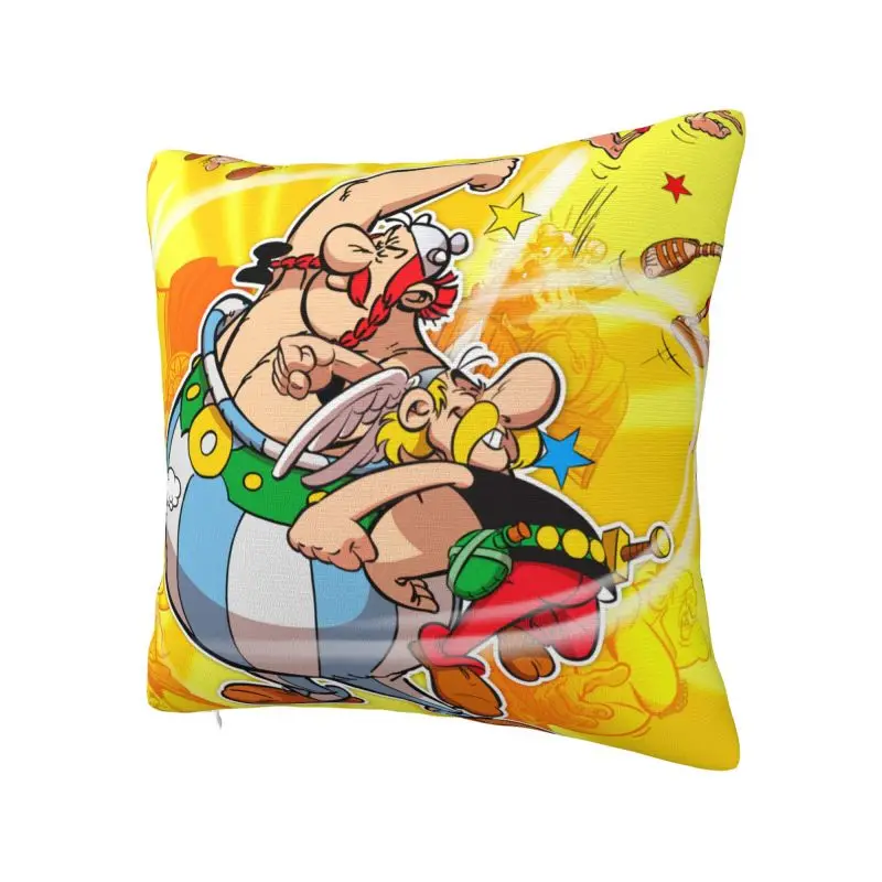 Style Adventure Comic Asterix Cushion Covers Velvet Manga Getafix Obelix Throw Pillow Case for Sofa Square Pillowcase Decoration