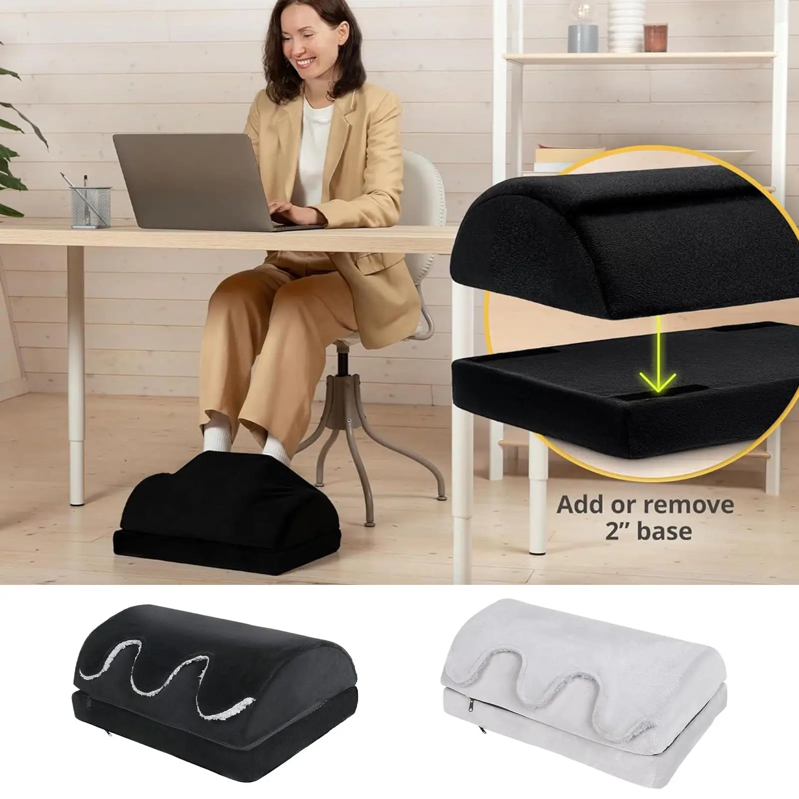 Foot Rest For Desk Adjustable Heights Leg Supports Pillow Under Desk Stool With Warm Pocket For Living Room Bed Study Kitchen