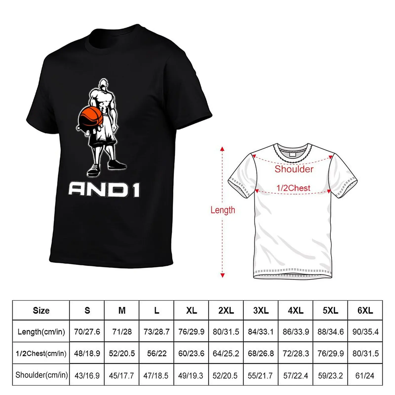 AND1 - Streetballer 1990s T-Shirt anime figures boys whites vintage anime shirt workout shirts for men