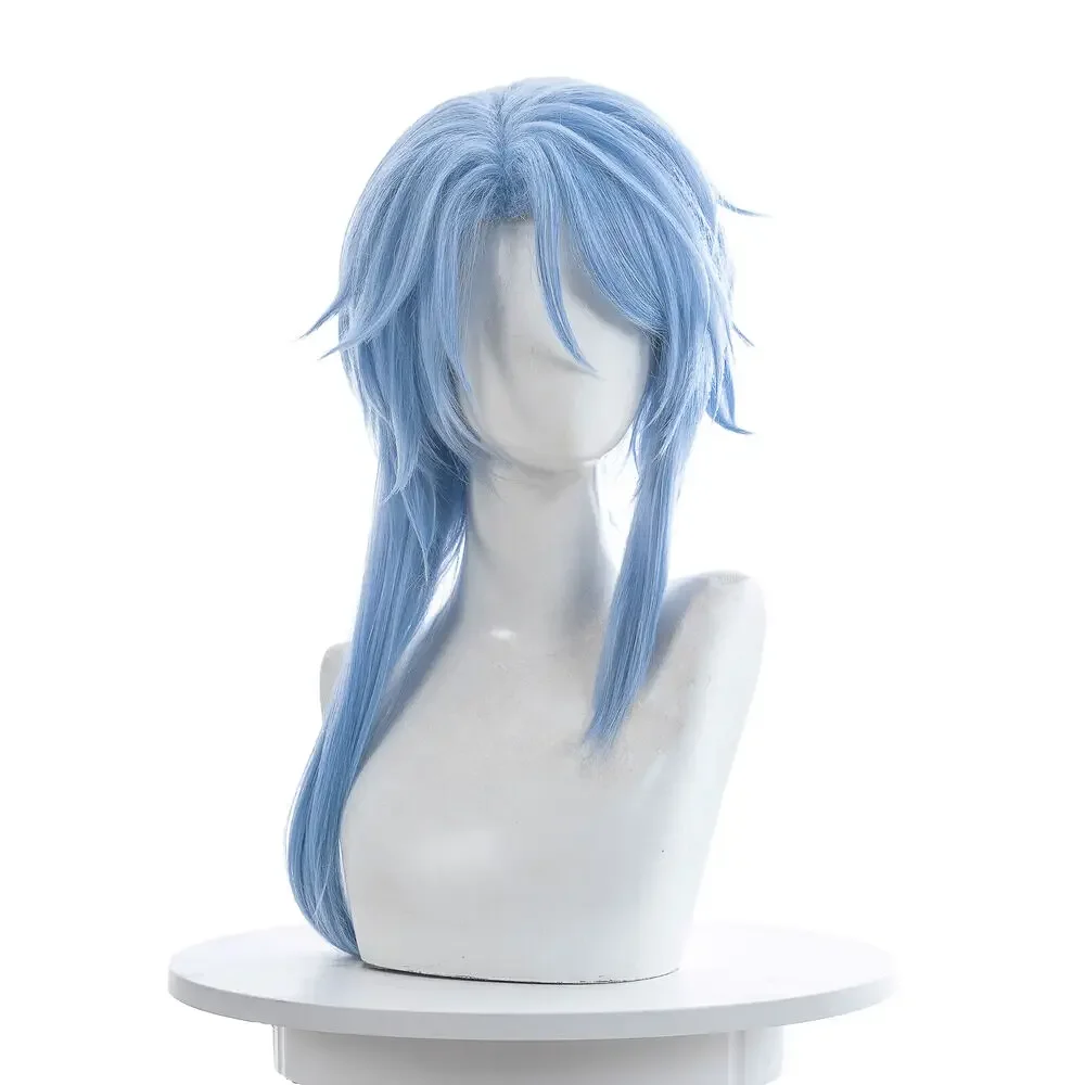 Genshin Impact Ayato Kamisato Cosplay Wigs Men Long Straight Blue Synthetic Hair