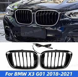 New Design 2018 To 2021 For BMW X3 G01 Front Kidney Luminous Grille Led Light Grill Replacement Racing Grills Grilles Auto