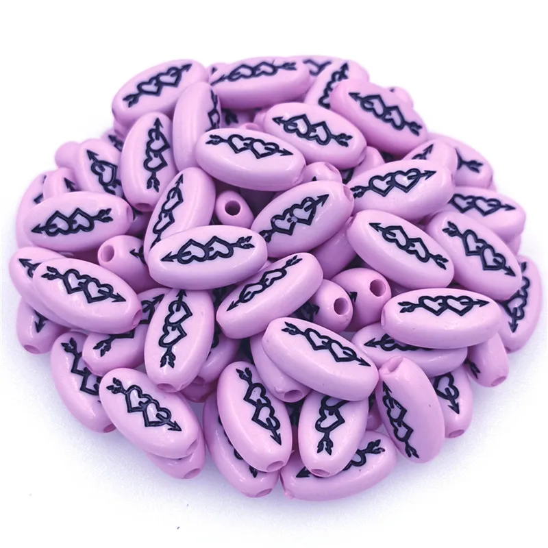 10x15mm 10Pcs Arrow Through Heart Oval Loose Beads Pattern For Jewelry Making DIY Keychain Neckalce Pendant Handmade Supplies