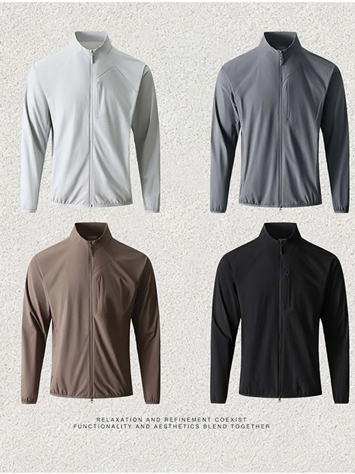Men's Outdoor Casual Long Sleeve T-Shirt Quick Dry Breathable Stand Collar Autumn Fashion Urban Style Standard Fit Basic Style