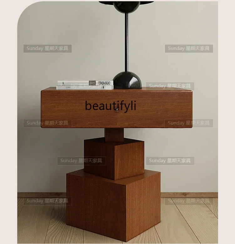 P178 Vintage Creative Bedside Table Bedroom Bedside Cabinet Natural Wood Style Drawer Storage Cabinet