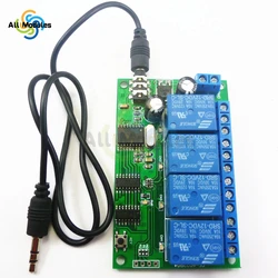 AD22B04 MT8870 4 Channel Relay DTMF Tone Signal Decoder Remote Control Relay Module 12V DC for PLC Smart Home With 3.5mm Cable