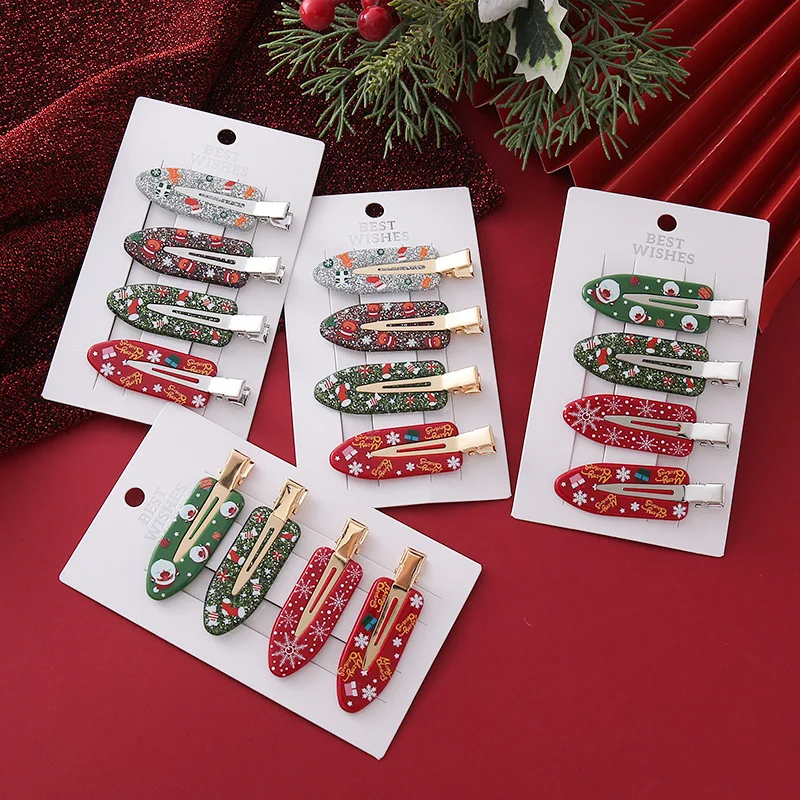 

Seamless Santa Reindeer Hair Claw Alligator Clip for Women Christmas Gift Side Hair Clip Premium Festive Party Hair Accessory