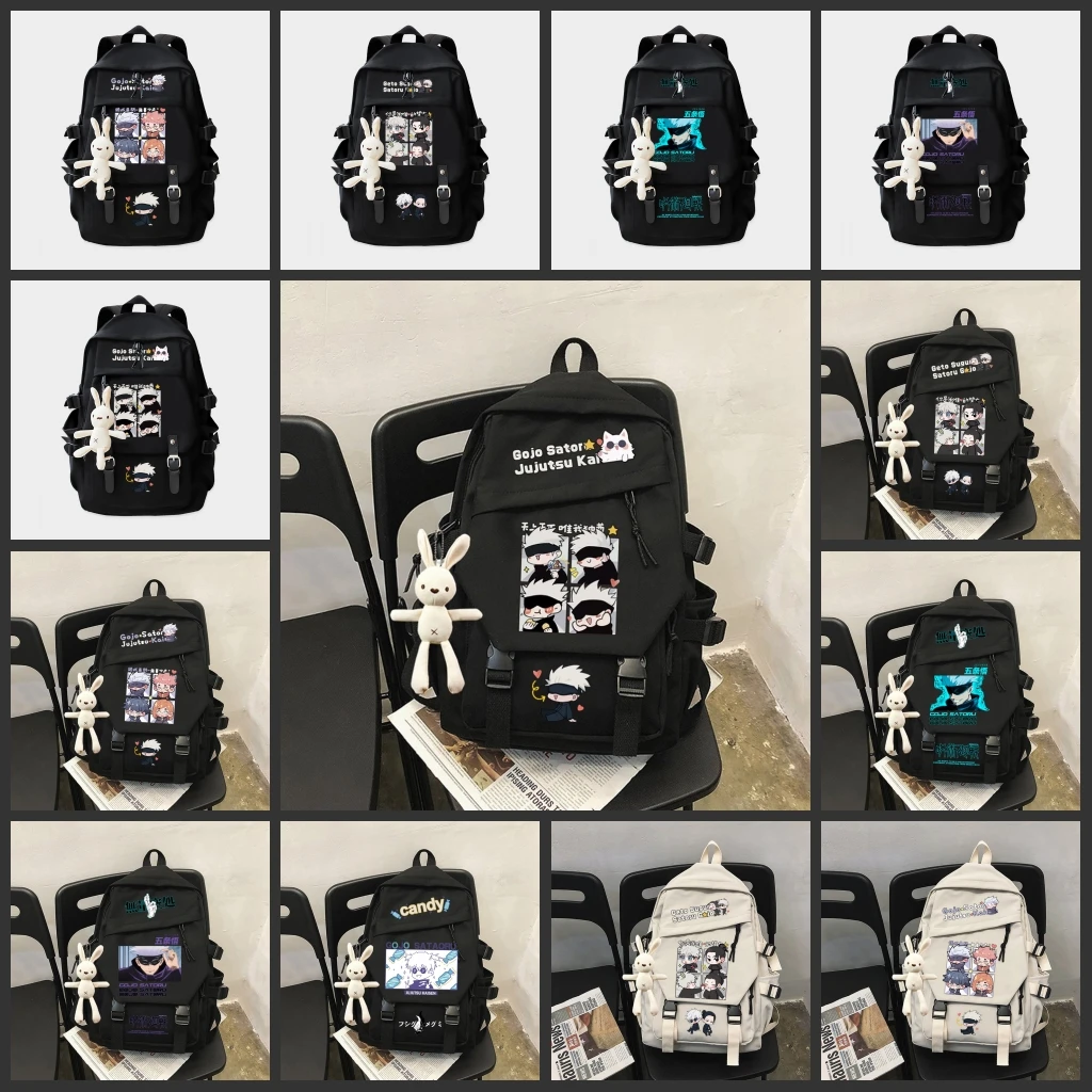 

Anime Jujutsu Kaisen Satoru Gojo Geto Suguru Backpack Student Schoolbag Black Mochila Boys Girls Teens Travel Shoulder Bags