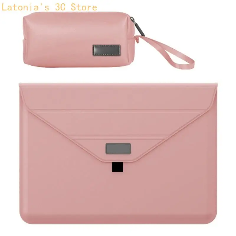 Elegant Retro PU Leather Laptop Sleeve for 13 14 15 16inch Computers Cooling Stand Functionality X3UB