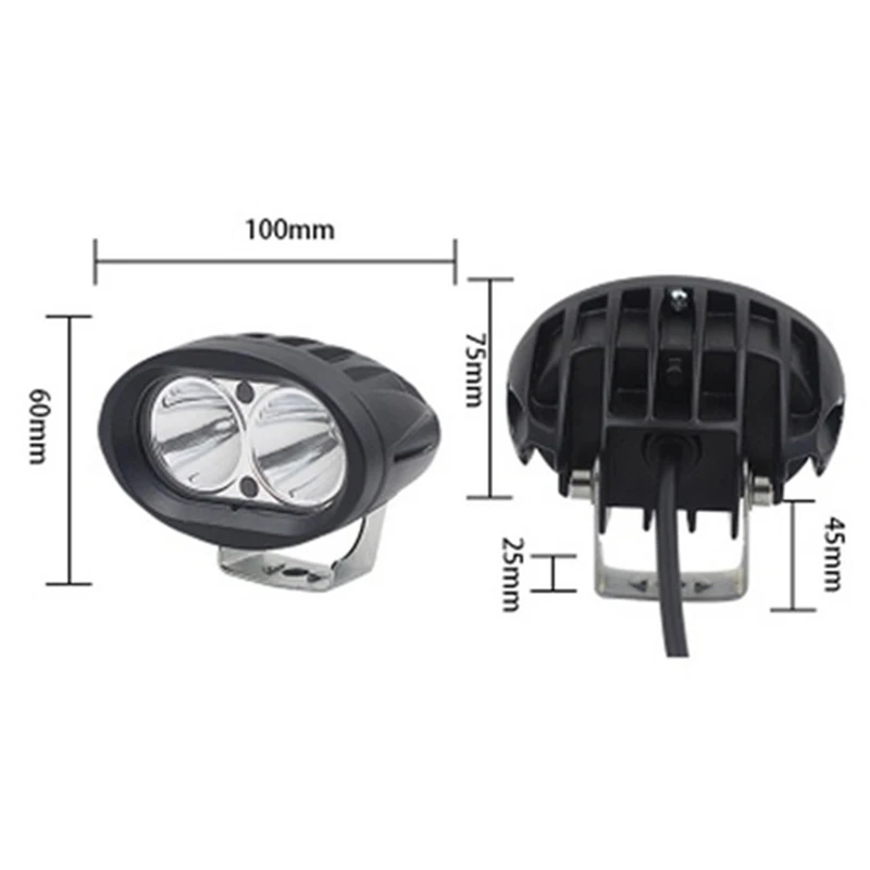 Illuminazione ausiliaria per auto a LED ovale da 20 W Lampada di avvertimento per faretti 12-85 V per accessori per auto moto fuoristrada