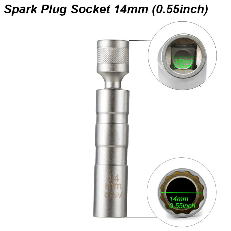 Bougie Dopsleutel Adapter 14mm 16mm Installeren Vervangen Reparatieset Draaibaar Koppel Magnetisch Verwijderen Verwijdering Gap Tool auto AUTO