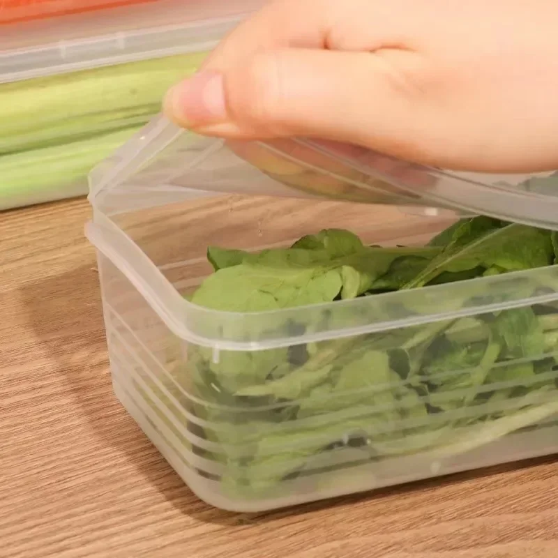 Cajas de almacenamiento para refrigerador, caja fresca de cebolletas, contenedor de alimentos, almacenamiento en frío, organizador de nevera sellado con tapas, 1/3 Uds.