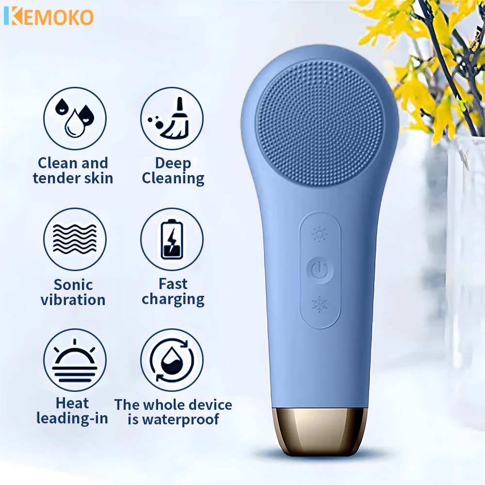 

Electric Facial Cleansing Brush Silicone Face Cleanser Ultrasonic Vibration Deep Pores Blackhead Cleaning Washing Skin Massager