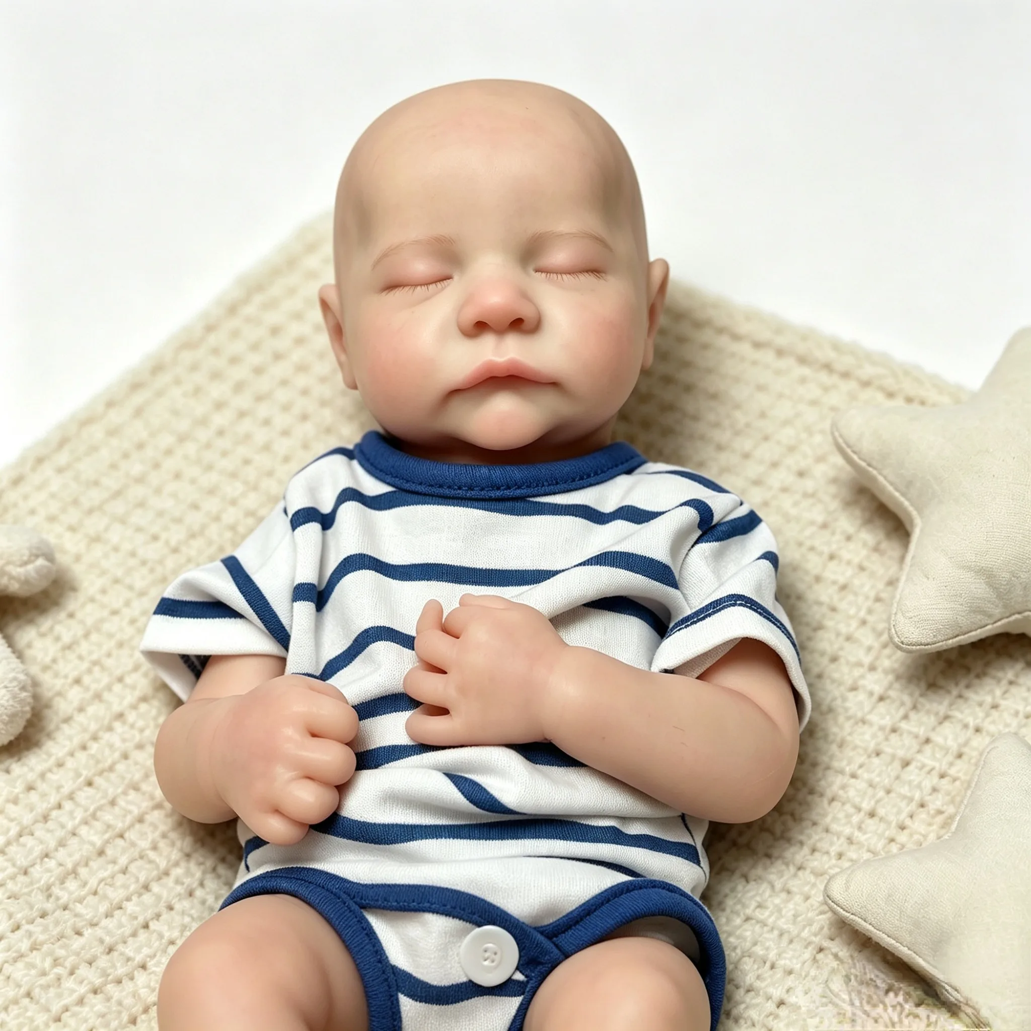 16 Inch 40CM Reborn Baby Boy Doll Full Body Silicone Realistic Newborn Baby Doll Open Mouth Bald Hand Painted Soft Skin Collectible Art Doll for Adult Collectors - view 4