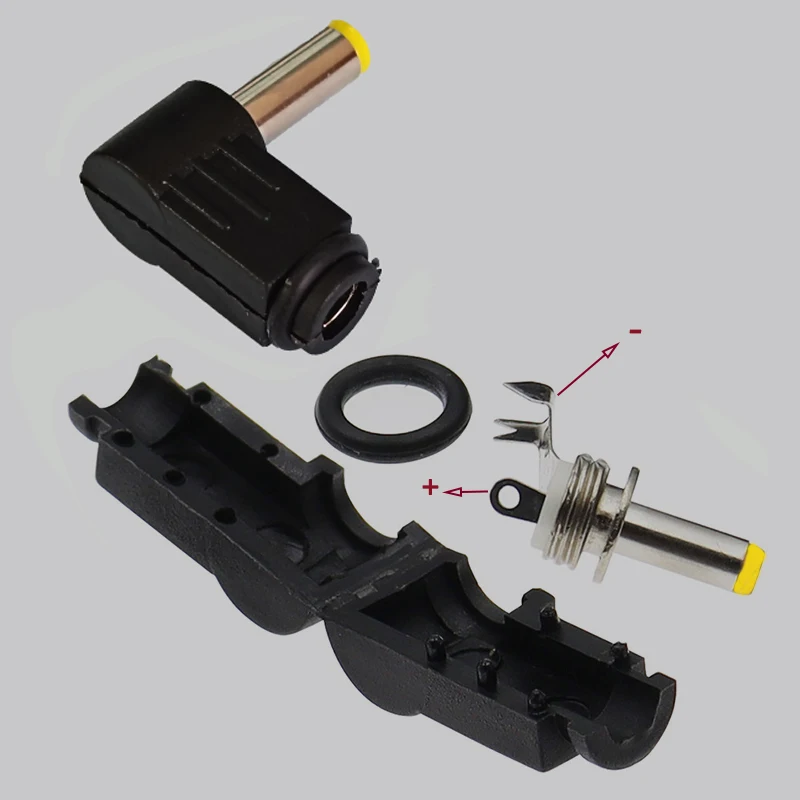 90 ° Rechtwinkliger DC-Stromanschluss 5,5x2,1/2,5x14mm Gabelstecker 5,0x3,0/6,0x4,4x9mm Mittelstift Stecker für CCTV LED – Detail 6